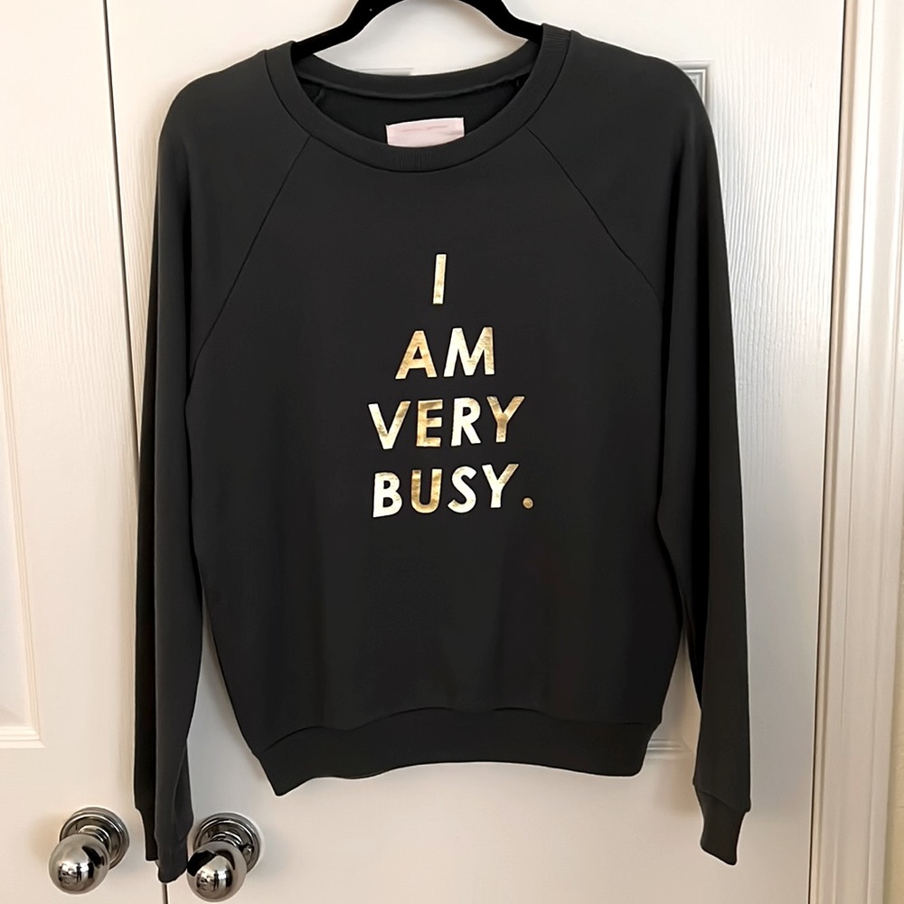NEW Bando I Am Very Busy sweatshirt size small dark gray